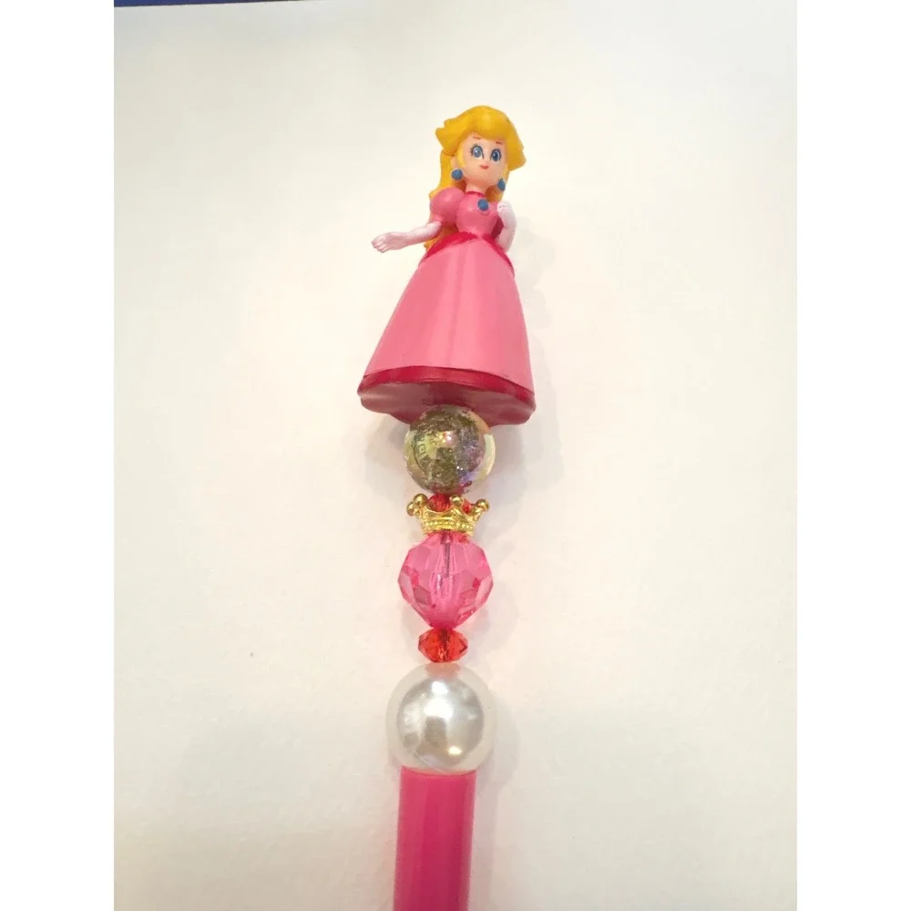 Princess Peach Beaded Pen Custom Nintendo Super Mario Pink Character Topper